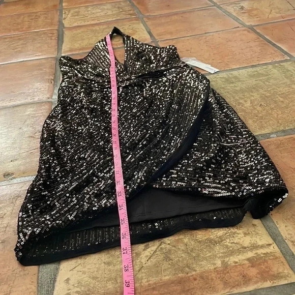 ๐ท NEW AQUA Halter Mini Cocktail and Party Dress Size XS Black/Copper Sequin - Picture 6 of 11